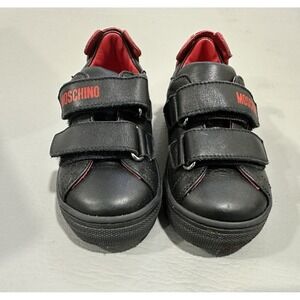 Moschino Black & Red Logo Strap Chunky Sneakers Shoes Boys Size 24 Us Size 8